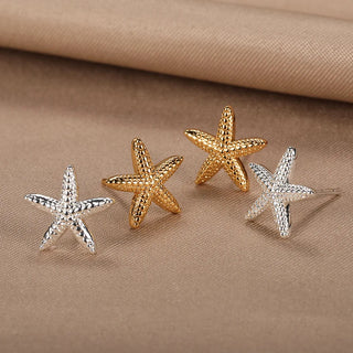 Stainless Steel Starfish Stud Earrings