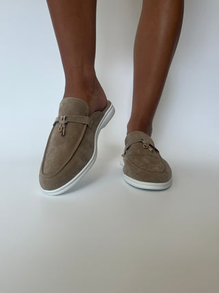 LERA Suede Open-Heel Loafers