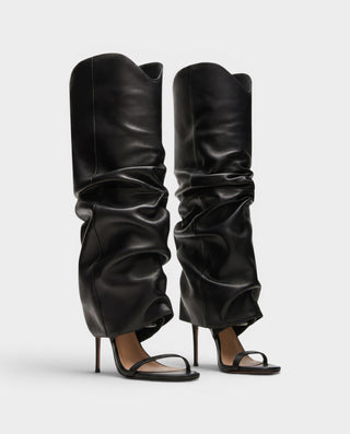 SORVAIN Slouchy Open-Toe Stiletto Boots