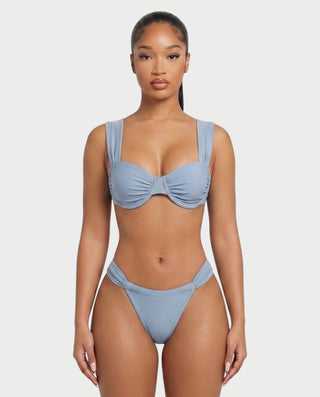 KAVINA Underwire Bikini & Long Sleeve Mesh Cover-Up Three-Piece Set
