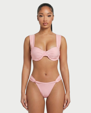 KAVINA Underwire Bikini & Long Sleeve Mesh Cover-Up Three-Piece Set