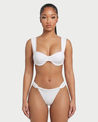 KAVINA Underwire Bikini & Long Sleeve Mesh Cover-Up Three-Piece Set