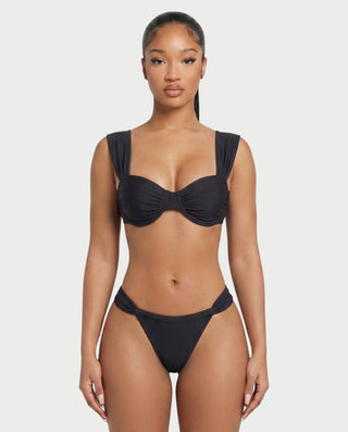 KAVINA Underwire Bikini & Long Sleeve Mesh Cover-Up Three-Piece Set