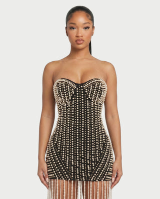 PEARL Embellished Mini Dress