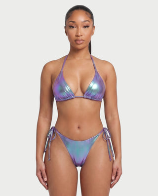 DALIYA Shiny Metallic Triangle Bikini Set