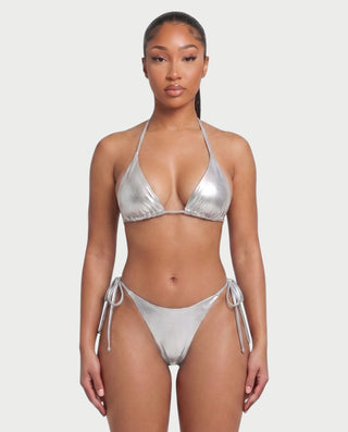 DALIYA Shiny Metallic Triangle Bikini Set