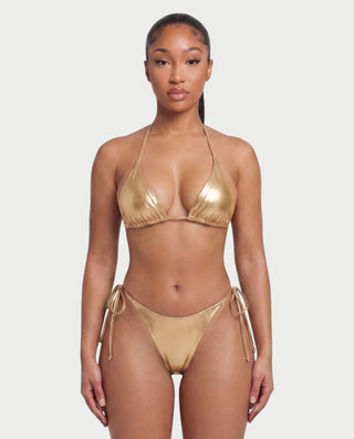 DALIYA Shiny Metallic Triangle Bikini Set