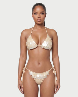 RIVENA Sequin Shell Triangle Bikini Set