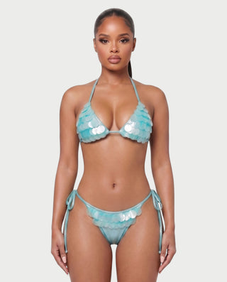 RIVENA Sequin Shell Triangle Bikini Set