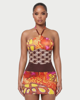 MARITA Abstract Print Bodycon Mini Dress