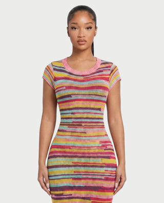 ELLEN Rainbow Stripe Knit Bodycon Maxi Cover-Up