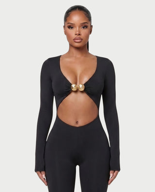 ROSABEL Leopard Print Cut-Out Capri Bodycon Romper