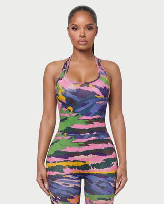 KEILANI Abstract Racerback Bodysuit & Capri Pants Set