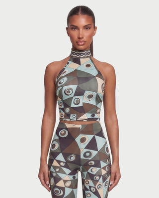 KAORI Abstract Open-Back Halter Top & Leggings Set