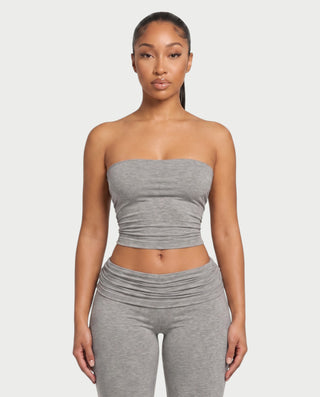 SHERYA Strapless Tube Top & Foldover Flare Pants Set