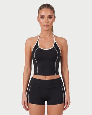 NAZIYA Open-Back Halter Top & Foldover Shorts Set