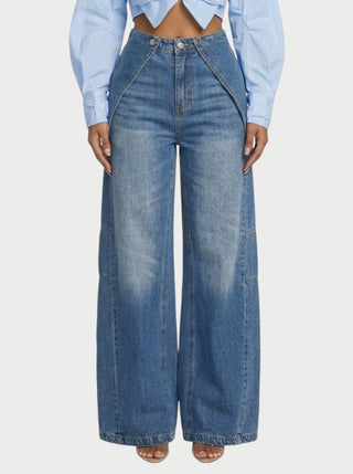 XENA Vintage Wide-Leg High-Waist Denim Pants
