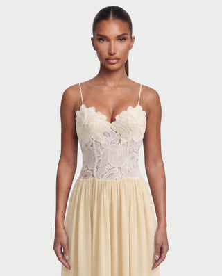SEBRINA Floral Appliqué Cami Maxi Dress