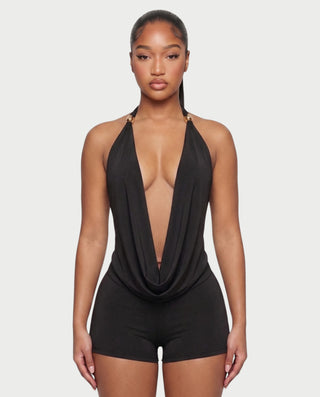 JENE Cowl Halter Top & Shorts Set