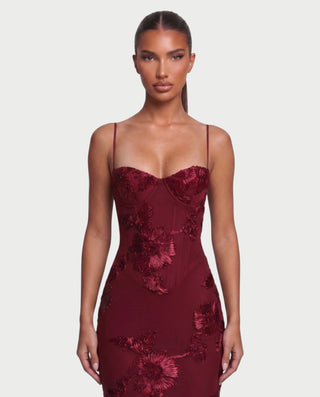 FLORELLE Floral Embroidered Corset Gown