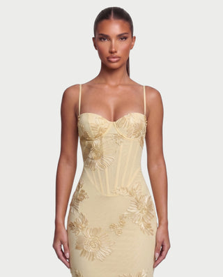 FLORELLE Floral Embroidered Corset Gown