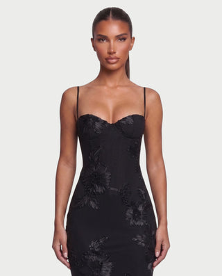 FLORELLE Floral Embroidered Corset Gown