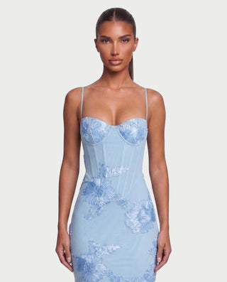 FLORELLE Floral Embroidered Corset Gown