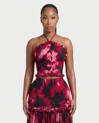 Vestido mini de malla con aberturas y detalle de cadena de JUVIA