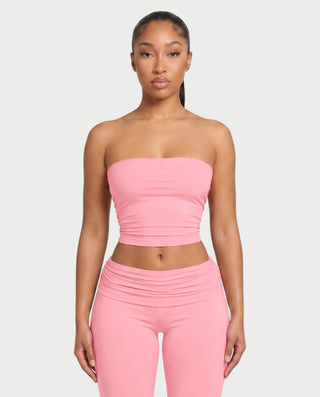 SHERYA Strapless Tube Top & Foldover Flare Pants Set