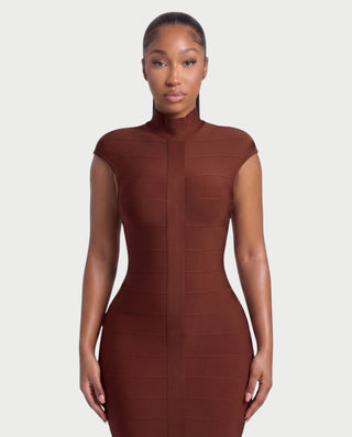 ESMERAY Mock Neck Bandage Maxi Dress