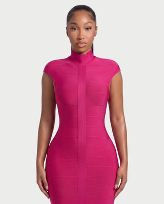 ESMERAY Mock Neck Bandage Maxi Dress