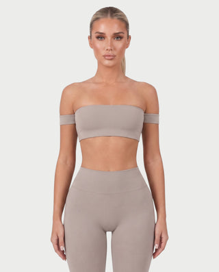 KAYLEE Off-Shoulder Bandeau Top & Capri Leggings Set