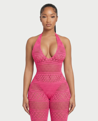 SARI Patterned Flare Jumpsuit