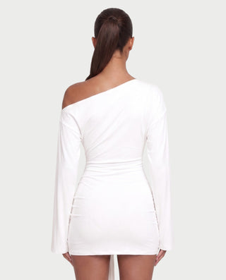 MIRANDA Off-Shoulder Flare Sleeve Mini Dress