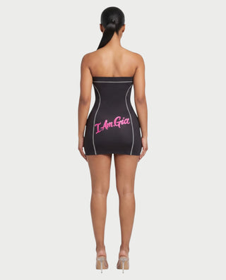 ARACELLA Strapless Abstract Print Bodycon Tube Mini Dress