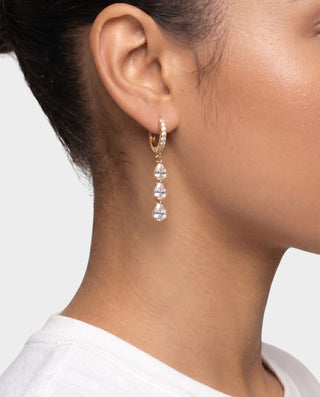 Crystal Pear Drop Hoop Earrings
