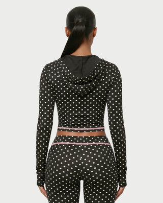 AUREY Polka Dot Zip-Up Hoodie & Flare Pants Set
