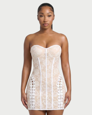 FLARY Floral Lace Corset Mini Dress
