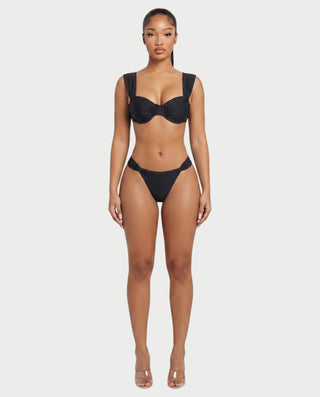 KAVINA Underwire Bikini & Long Sleeve Mesh Cover-Up Three-Piece Set