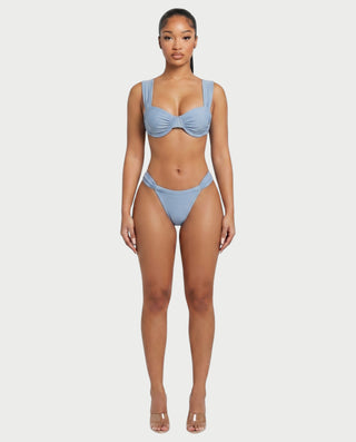 KAVINA Underwire Bikini & Long Sleeve Mesh Cover-Up Three-Piece Set