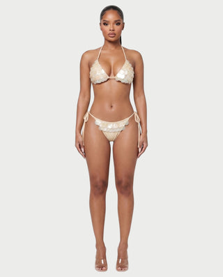 RIVENA Sequin Shell Triangle Bikini Set