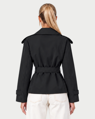 LURIA Wide Lapel Belted Short Trench Coat