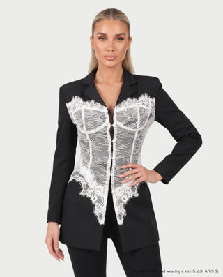 ENNA Cinched Lace Corset Blazer