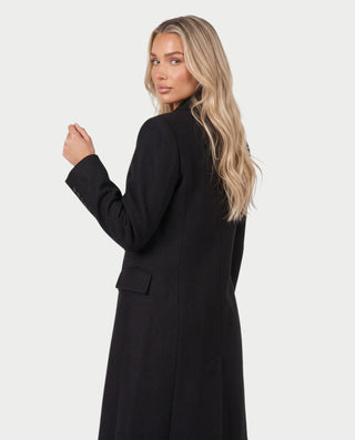 ANVINA Double-Breasted Notched Lapel Longline Trench Coat