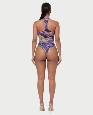 KEILANI Abstract Racerback Bodysuit & Capri Pants Set