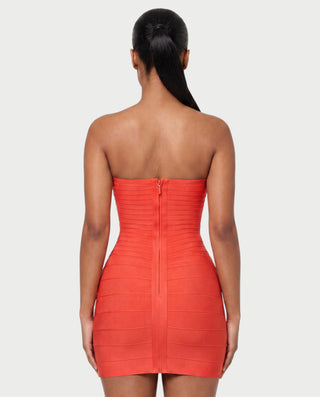 YUMI Strapless Sweetheart Chevron Bandage Bodycon Mini Dress
