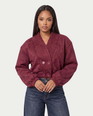 ARIALLA High Collar Cropped with Gathered Hem Jacket