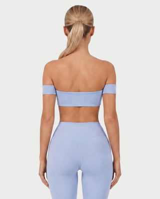 KAYLEE Off-Shoulder Bandeau Top & Capri Leggings Set