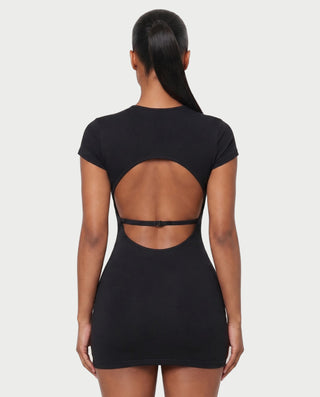 MAZEYA Crossover Neck Backless Bodycon Mini Dress