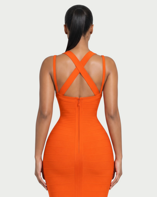 MAURY V-Neck Crisscross Strap Banded Maxi Dress
